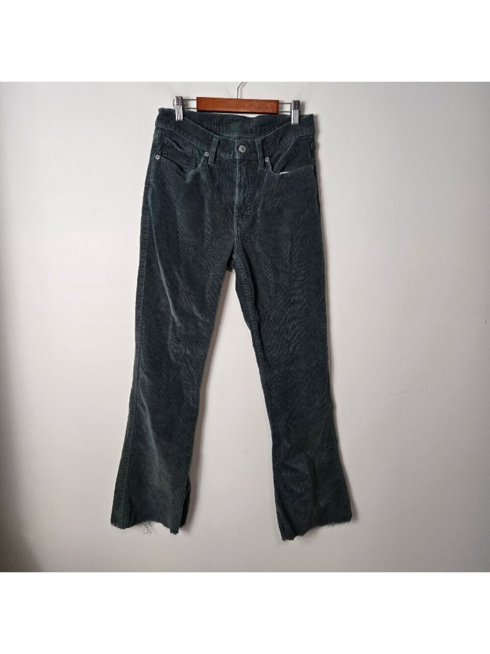 Lucky Brand Size 28 Stevie High Rise Flare 2-Way Stretch Corduroy Pants Raw Hem